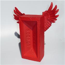 Front pic of 'Winged Brick' Sculpture, Red on Red