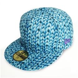 Front pic of 'Wool Print' New Era 59FIFTY Baseball Cap, Baby Blue on Blue