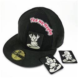 Front pic of 'Yes No Maybe Babies' New Era 59FIFTY Baseball Cap, Cream on Black
