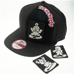 Front pic of 'Yes No Maybe Babies' Snapback Cap, Cream on Black