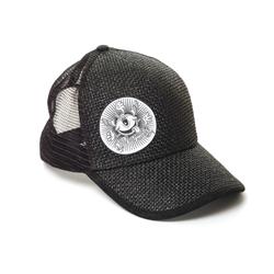 Front pic of 'Eyeball' Cap, White on Black