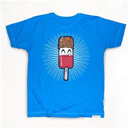 Front pic of 'Fab' Men's T-Shirt, Red on Electric Blue
