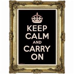 Front pic of 'Keep Calm and Carry On' Poster, Gold on Black
