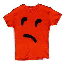Front pic of 'Maybe' Women's Fitted T, Black on Orange