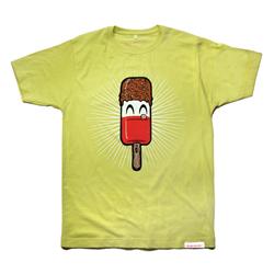 Front pic of 'Fab' Men's T-Shirt, Red on Lemon