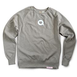 Front pic of 'INSTALUV' Men's Crew Sweat, White on Grey