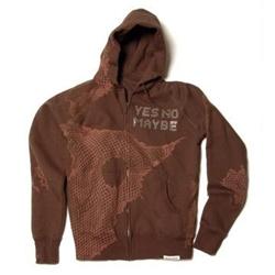 Front pic of 'StreetGlam' Men's Zip-Thru Hood, Tan on Brown