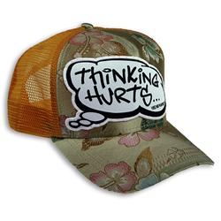 Front pic of 'Thinking Hurts' Cap, Multicolour on Yellow