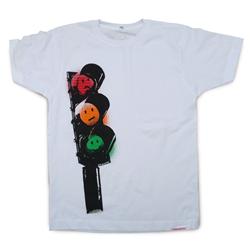 Front pic of 'Traffic Lights' Men's T-Shirt, Red Green Orange on White