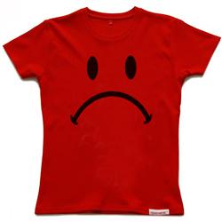 Front pic of 'No' Women's Fitted T, Black on Red