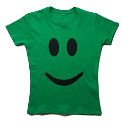 Front pic of 'Yes' Women's Fitted T, Black on Green