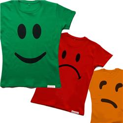 Front pic of 'YesNoMaybe 3 Pack' Women's Fitted T, Black on Red Green Orange