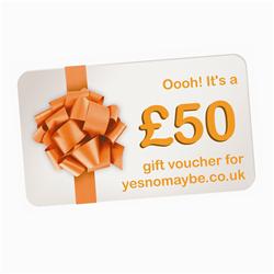 Front pic of '£50' Gift Voucher, Orange on White