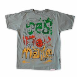 Front pic of 'Burgerman' Men's T-Shirt, Red Green Orange on Sport Grey