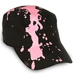 Front pic of 'Candysplat' Cap, Hot Pink on Black