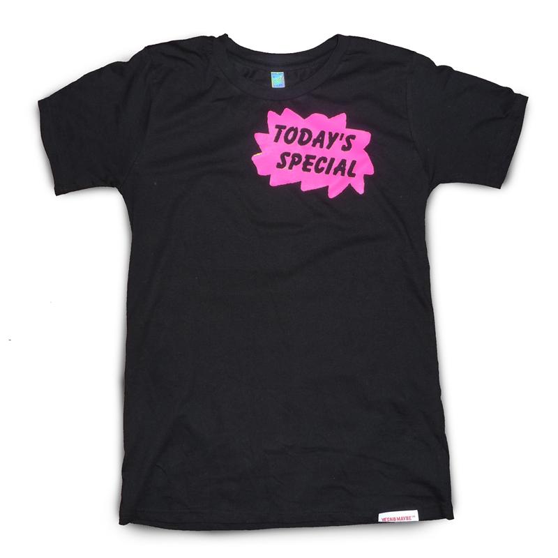 Front view of Today's Special Women's T-Shirt (Pink on Black)
