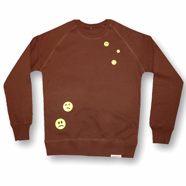 Buy this Crew Sweat: Design: Ravemoticons; Colour: Yellow on Brown; See detailed product info and choose sizing options on next screen.